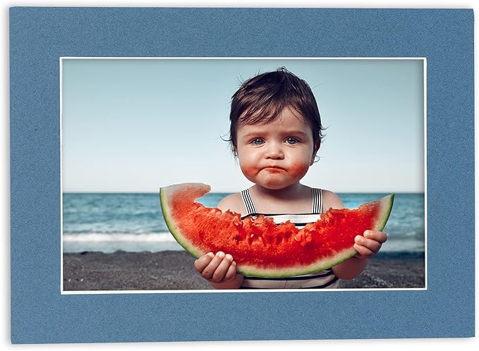 8x10 Mat Bevel Cut for 5x8 Photos - Acid Free Steel Blue Precut Matboard - For Pictures, Photos, Framing - 4-ply Thickness