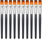 Zonon 10 Pcs 3/4 Inch Flat Paint Brushes Acrylic Painting Craft Accessories Small Watercolor Paint Brushes Bulk for Adult Artist Detail Oil Canvas Face(8.1 x 0.9 x 3/4 Inch,Black)