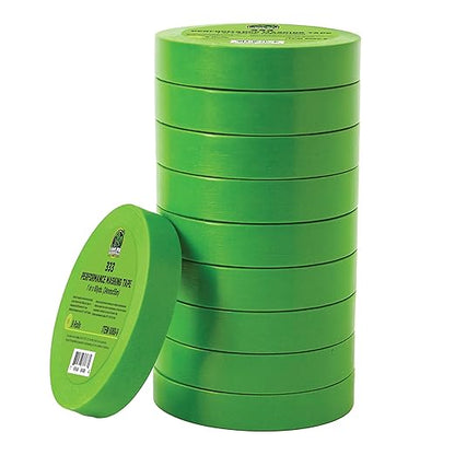 LAUCO DINOGREN High Performance Green Masking Tape for Car Paint, Detailing, & Auto Body - Heat & Water Resistant, Multi-Purpose (1 Inch x 60 Yards, 9 Rolls/Pack)