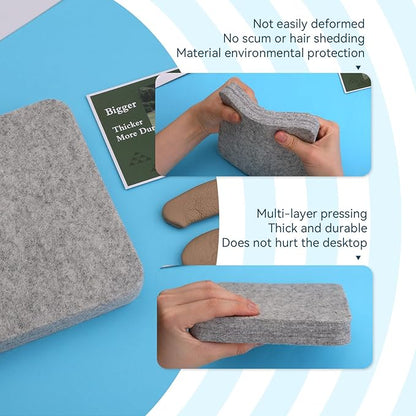 WONVOC Needle Felting Pad, 6x6x1'' Natural Wool Felting Mat, Needle Felting Supplies, with Finger Cots and 40 Straight Pins, for Wool Project Crafts