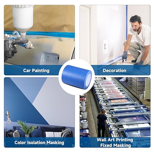 Wide Blue Painters Tape, 4 Inch x 55 Yards, Wide Masking Tape for 3D Printing, Laser Cutting, Painting, Crafting, Labeling, Packing, Office, School, Home Use, Removes Cleanly for 21 Days