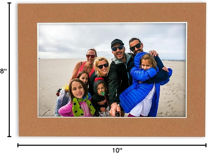 8x10 Mat Bevel Cut for 5.5x8.5 Photos - Acid Free Aged Oak Brown Precut Matboard With Backing Board and Crystal Clear, Self Seal Photo Mat Bag - For Pictures, Photos, Framing - 4-ply Thickness