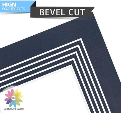 Mat Board Center, Pack of 10, 5x7 for 4x6 Dignity Blue Color Mats - Bevel Cut, Acid Free, 4-ply Thickness, White Core - for Pictures, Photos, Framing
