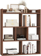 Giantex 7 Cube Bookshelf, Free-Standing Wooden Bookcase, 4 Tier Home Display Shelf, Horizontal Storage Unit w/Anti-Toppling Devices, Open-Back Display Rack for Study, Bedroom, Living Room, Walnut