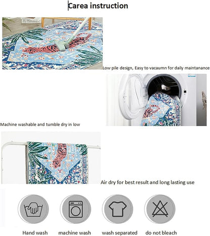 Vintage Rugs Boho Abstract Tropical Jungle Leopard 4x6 Area Rugs Accent Oriental Carpet for Bedroom Kitchen Dining Living Room Modern Indoor Entry Entrance Floor Rug Washable
