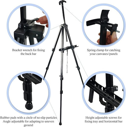 Art Easel Stand for Displaying - 66 Inch Height Adjustable Aluminum Metal Easels for Wedding Sign Display and Drawing & Outdoor and Portable for Adults - Sturdy and Painting,2-Pack.