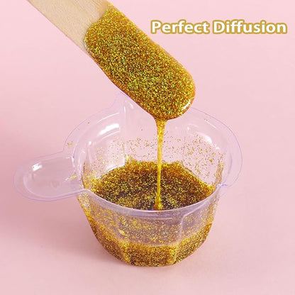Renfio Holographic Ultra Fine Glitter Powder Metallic Resin Glitter 2.11 Oz (60g) PET Flakes Crafts Sequins 1/128" 0.008" 0.2mm Epoxy Chips Flakes for Tumblers Slime - Laser Ocean Blue