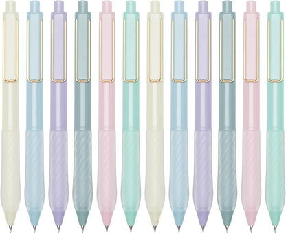 Gel Pens Black Ink Fine Point 0.5mm Retractable Cute Pen for Smooth Writing School Office Supplies (Gold 12-count)