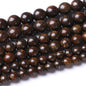 60PCS 6MM Natural Bronze Stone Beads Round Loose Stone Beads for Jewelry Making DIY Energy Stone Healing Power Bracelet 15"