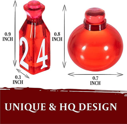 15 DND Healing Potion Tokens and Each Potion Level Has a Color Matching D4 Dice Set to Easily Track & Roll for Your D&D Potions - Dungeons and Dragons Role Playing Gift RPG Accessories Markers