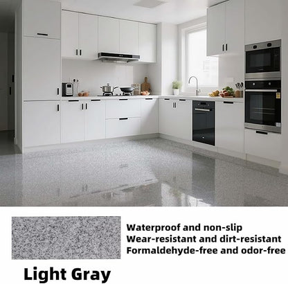 Epoxy Colored Sand Floor Paint, Epoxy Floor Paint High Gloss Marble Effect Coating for Indoor and Outdoor, Wear-resistant and non-slip Self-leveling Coating Light Gray 35OZ(1KG)