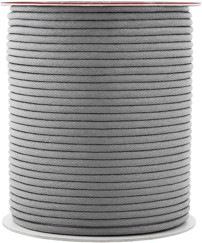Mandala Crafts 2mm 109 Yards Gray Cotton Waxed Cord for Jewelry Making Bracelet Cord Waxed String - Beading String Thread Jewelry Cords for Necklaces String