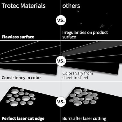 Trotec TroLase | 12"x24"x1/16", 4 Pcs | Black/Silver | 2 Ply | Modified Acrylic | Laser Engraving Double Color Plastic Sheet | Engraving Blanks for Laser, Saw, Guillotine | Made in USA