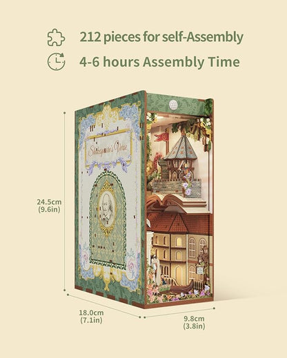 Tonecheer x British Library DIY Book Nook Kit, Shakespeare 3D Wooden Puzzle for Adults, Miniature House Kit Booknook Bookshelf Insert Decor with LED Lights Craft Gifts (Shakespeare's Verse)