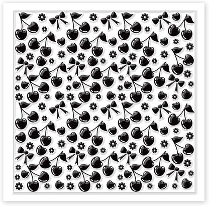 CHGCRAFT Cherry Polymer Clay Texture Sheets Flowers Bow Silicone Texture Stamp Clay Modeling Pattern Pad Texture Sheets for Polymer Clay Making Earrings Jewelry