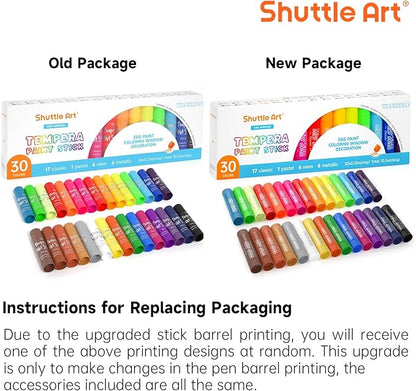 Shuttle Art Tempera Paint Sticks - 30 Solid Colours - Quick Drying - Works Great on Paper, Wood, Glass, Ceramic, Canvas