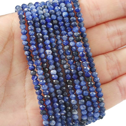 Natural Blue Sodalite Beads 4x2mm 120pcs Faceted Rondelle Loose Semi Gemstone Beads for Jewelry Making Design