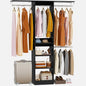 48" Small Closet Organizer, 4FT Small Closet System with 4 Closet Rods & 3 Shelves, 80"H Small Closet Organizers and Storage for Small Bedooms, Cloakrooms, Laundry Rooms, Black