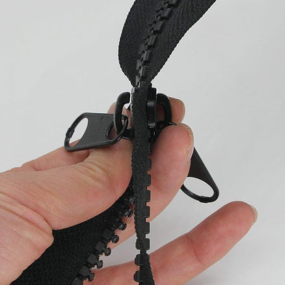 Leekayer 1PCS #10 114 Inch Heavy Duty Zippers for Sewing Separating Large Plastic Zippers Black Tape with Double Pull Tab Slider, Sleeping Bag, Boat, Canvas, Cover, Trampoline, Dog Bed,Tent