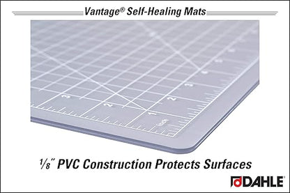 Dahle Vantage 10681 See-Through Premium Self-Healing Cutting Mat, 12"x18", 1/2" Grid, 5 Layers for Max Healing, Perfect for Crafts & Sewing, Clear