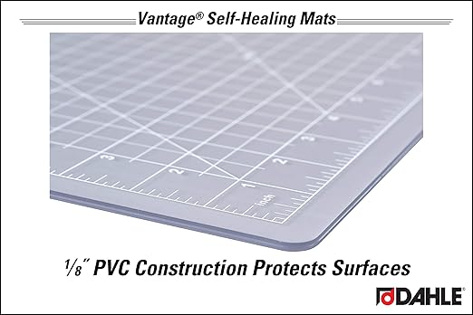 Dahle Vantage 10684 See-Through Premium Self-Healing Cutting Mat, 36"x48", 1/2" Grid, 5 Layers for Max Healing, Perfect for Crafts & Sewing, Clear