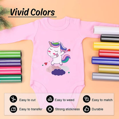 HTVRONT HTV Vinyl Rolls Heat Transfer Vinyl - 12" x 5ft Magenta HTV Vinyl for Shirts, Iron on Vinyl for All Cutter Machine - Easy to Cut