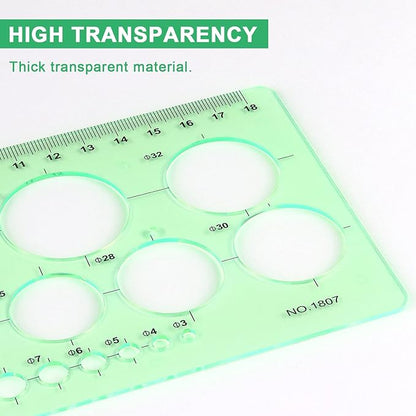Tamaki Circle Template Measuring Geometry Ruler Geometric Drawings Stencils Rulers Scale Drafting Digital Drawing Set for Office and School Building Formwork Drawings Templates, 2 Pack