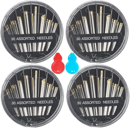 Eketirry Premium Hand Sewing Needles, 2 Pack 30-Count Assorted Needles for Sewing Repair, 6 Different Sizes Sewing Needles with 2 Threaders (Black,2)