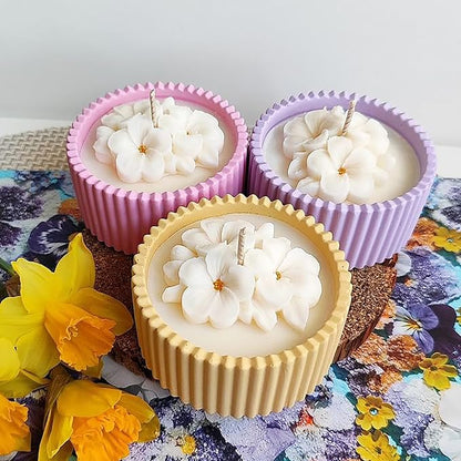 4PCS Flower Silicone Mold 3D Cute Flower Resin Candle Molds for Candle Making Sun Flowe Daffodils Petunia Plumeria Flowe Silicone Mold Resin Aromatherapy Gypsum Wax Soap Clay Craft