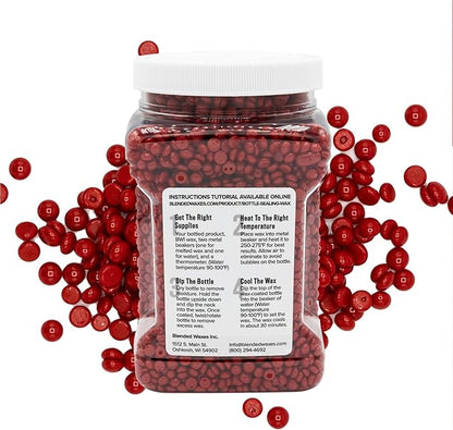 Blended Waxes, Inc. Bottle Sealing Wax Beads, Premium Pastille Wax Seal Beads For Wine, Beer, and Liquor Bottle Closure, Seals Between 25-30 Bottles, 1 lb, Gloss Bright Red