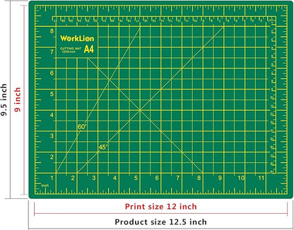 WORKLION Full 9" x 12" Art Self Healing PVC Cutting Mat, Double Sided, Gridded Rotary Cutting Board for Craft, Fabric, Quilting, Sewing, Scrapbooking Project (3 Pack)…