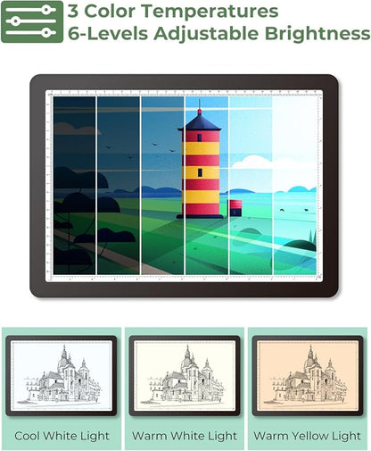 Rechargeable A4 Light Box for Tracing,Bawaslom LED Light Pad with Adjustable Stand and Strong Magnets,Ultra-Thin & Bright Tracing Board for Diamond Art,Sketching,Vinyl Weeding,Architectural Design