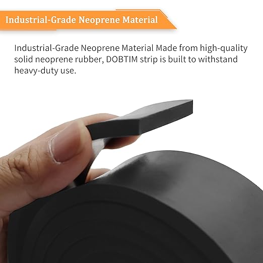 DOBTIM Neoprene Rubber Strips 1/4 (.250)" Thick X 1" Wide X 5' Long, Solid Rubber Rolls Use for Gaskets DIY Material, Supports, Leveling, Sealing, Bumpers, Protection, Abrasion, Flooring, Black