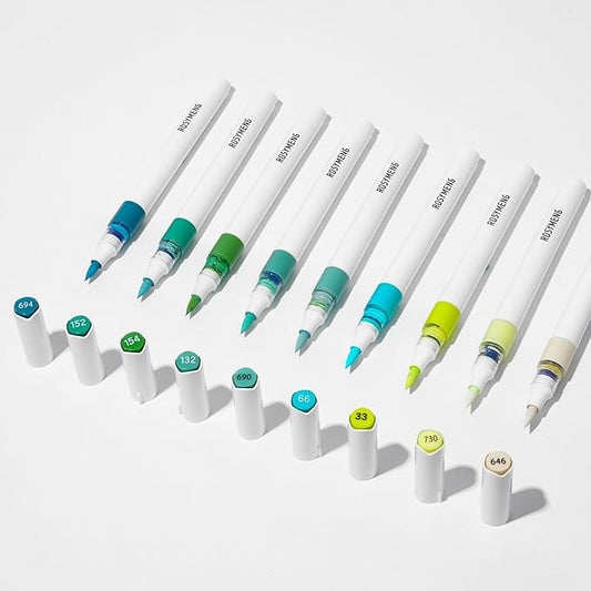 ROSYMENG 9 Color Acrylic Paint Pens,Quick-Drying Waterproof Acrylic Paint Markers, Soft Brush Tip Acrylic Markers for Canvas, Rock Painting, Wood, Stone, Glass, Ceramic, Fabric Painting, DIY Crafts