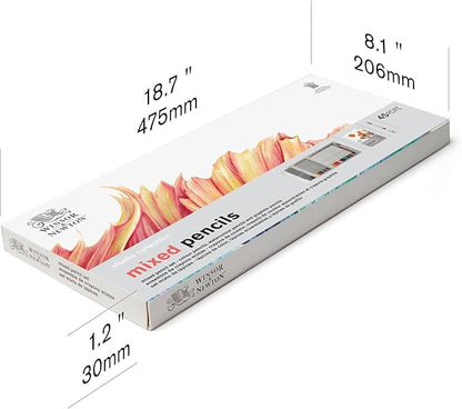 Winsor & Newton Studio Collection Artist Pencils, Mixed Pencil Box Set, 45 piece