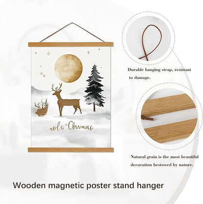 Artmag Magnetic Poster Hanger Frame, 26x38 26x37 26x20 Light Wood Wooden Magnet Canvas Artwork Print Poster Hangers Frames Hanging Kit (Teak Wood, 26")