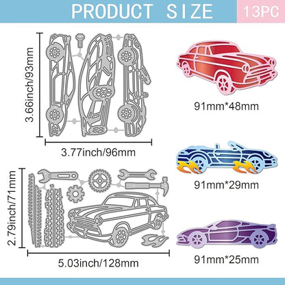 GLOBLELAND Sports Cars Cutting Dies for Card Making Repair Tools Die Cuts Tire Tracks Metal Border Die Cut Dies Stencils for DIY Scrapbooking Embossing Photo Album Craft Decor
