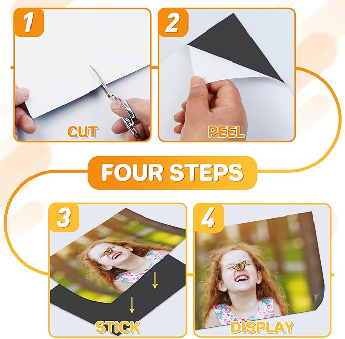 FINDMAG Magnetic Sheets, Flexible Magnets with Superior Adhesive Backing, Cut & Customize Magnet Sheet Set for Creating Magnetic Photo, Crafting, Organizing, and DIY Projects - 4 Pack (8" x 10")