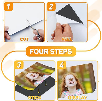 FINDMAG Magnetic Adhesive Sheets, 6 Pack Each 5" x 7" Flexible Magnet Strips with Self Adhesive Backing, Cut and Customize Sheets Magnet for Picture, Photo, Craft, DIY and Stickers