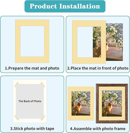 ZBEIVAN 12 Packs Mixed Colors 11x14 Picture Frame Mats for 8x10 Photos, Artworks and Prints, White Core Bevel Cut Frame Mattes