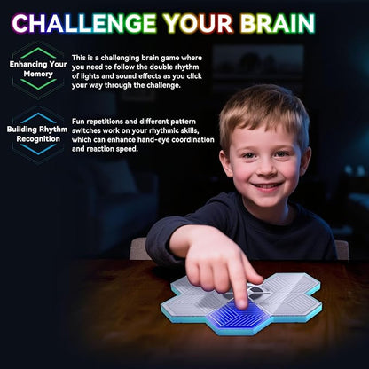 Light Up Memory Game Handheld Electronic Toys with Lights and Sound Effects, Smart Multi-Function Desktop Metronome, Puzzle Memory Rhythm Training Board Challenge for Kids Ages 3 4 5 6 and Up