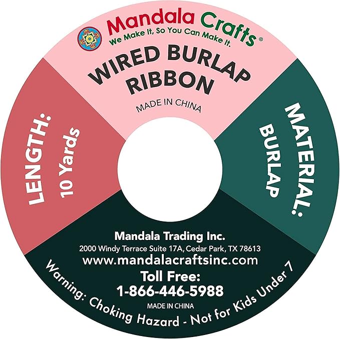 Mandala Crafts Red Burlap Wired Ribbon 2 Inches Wide Jute Ribbons for Crafts - 10 Yds Roll Rustic Burlap Wrap Trim Ribbons for Wreaths Bows Party Decoration