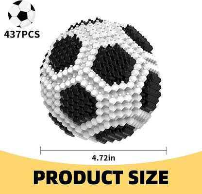 Soccer Building Block Set, Adults challenging STEM Block Decorations, Miniature 3D Educational Toys for Ages 14 15 16 and Above, (437 Pieces)