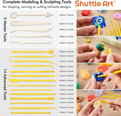 Shuttle Art 82 Colors Polymer Clay Kit with 19 Clay Tools, 16 Kinds of Accessories, Non-Toxic, Non-Sticky, Ideal DIY Art Craft Gift for Kids Adults