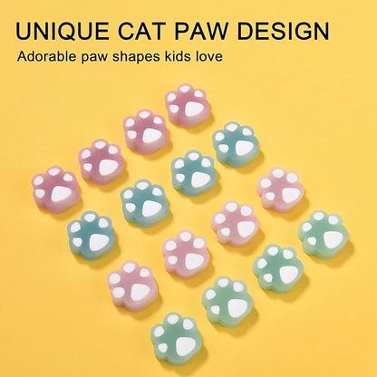 HILAZA 54Pcs Cat Paw Erasers for Kids, Fluorescent erasers, Kawaii Jelly Pencil Erasers Bulk for Office Supplies Classroom Rewards Party Favors