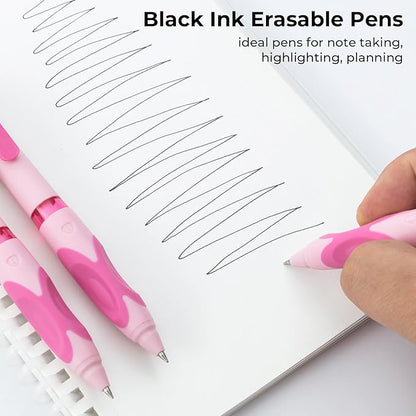 M&G 6 PCS Retractable Erasable Gel Pens, 0.5mm Black Ink Gel Pen, Fine Point Erasable Pen Make Mistakes Disappear, Premium Comfort Grip Note Taking and Crossword Puzzles