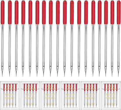 HONEYSEW 30 Pieces Sewing Machine Needles HAX1 130/705H Universal Regular Point Flat Shank Sewing Needle Compatible with Singer, Brother,Janome,Pfaff and Other Brand (Red Size 16-30PCS)