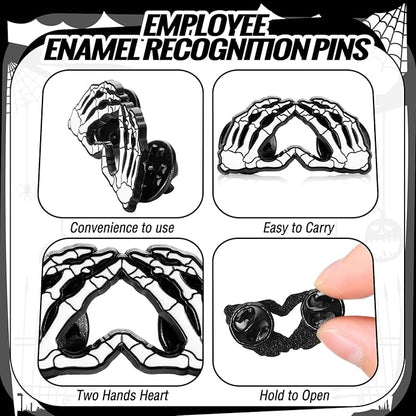 Cunno Halloween Skeleton Enamel Pins Halloween Gesture Heart Hand Pin Skeleton Gesture Brooch Birthday Gift for Women