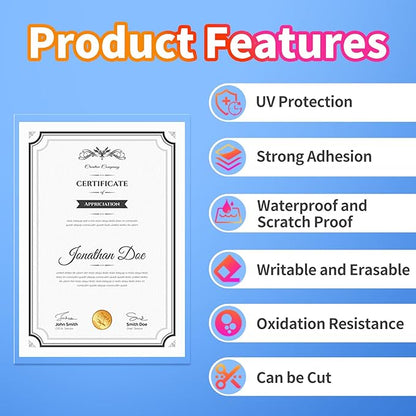 Uinkit 4Mil Thicker Single-Sided Self-Adhesive Laminating Sheets 100Pack (Bulk Supply) Letter Size 8.5x11"- Bulk Laminating Paper for Businesses, Schools & Restaurants - No Heat Machine Needed