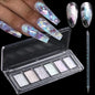 Iridescent Nail Glitter Set, 6 Colors Mud Texture Aurora Chrome Powder, Pink Blue Pearlescent Glitter, Chameleon Nail Flakes Gold Leaf, Holographic Manicure Decor